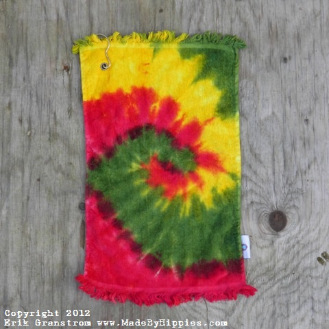 Rastaman Spiral Tie Dye Disc Golf Towel.