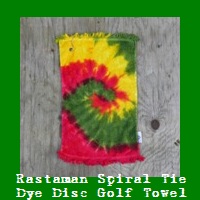 Rastaman Spiral Tie Dye Disc Golf Towel.