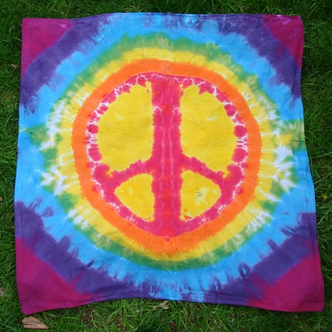 Rainbow Peace Sign Tie Dye Tapestry (36 X 36)