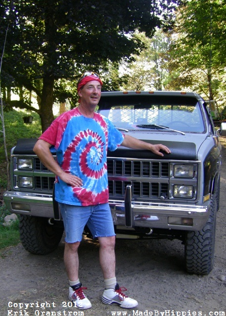 Blue and Red Spiral Tie Dye T-Shirt.
