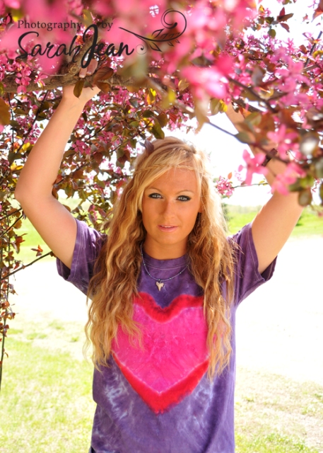Purple and Pink Heart Tie Dye T-Shirt.